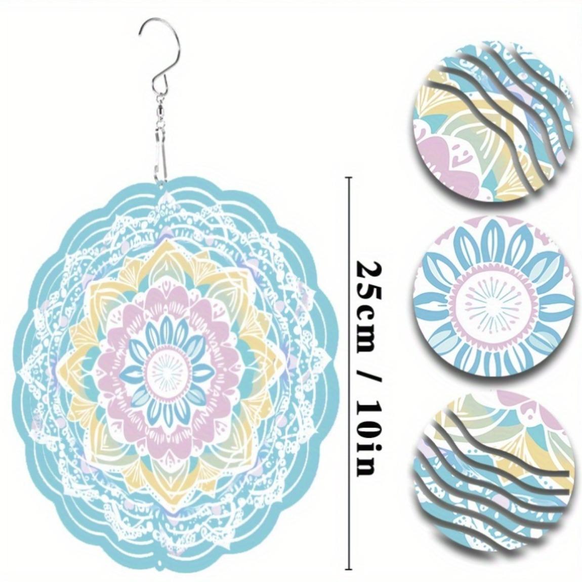 

3D Мандала Цветок Колокольчик Ветра Уличный Садовый Декор Яркий Цветочный Металлический Колокольчик Ветра для Рождества Хэллоуина Дня Благодарения Дня Независимости 01A