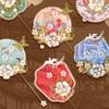 Multicolor DIY Chinese Fan Song Brocade DIY Accessories Mini Handhold Fan Photo Props with Mini Mirror Hand Made Makeup Mirror