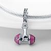 Authentic Charm Bead Charms copper Plated Pink Fitness Dumbbell Pendant Bead Charms Compatible With Bracelets Women Jewellery Making Diy Gift
