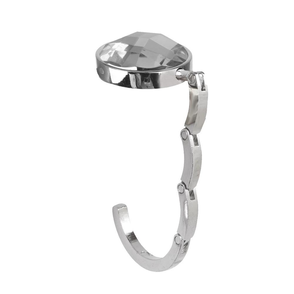 Foldable Hangbag Hook Crystal Alloy Round Shape Table Hook Desk Hanger Purse Bag Hook Holder for Hanging
