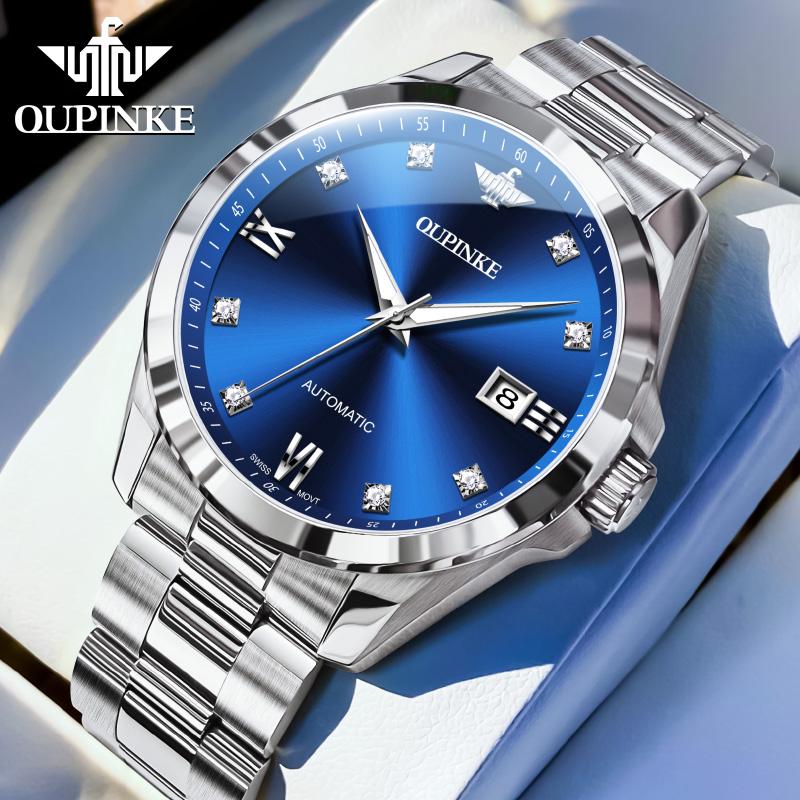 OUPINKE 3199 Real Diamond Men's Watches Swiss Certificated Automatic Mechanical Man Watch High-end Luxury Brand Original Watches