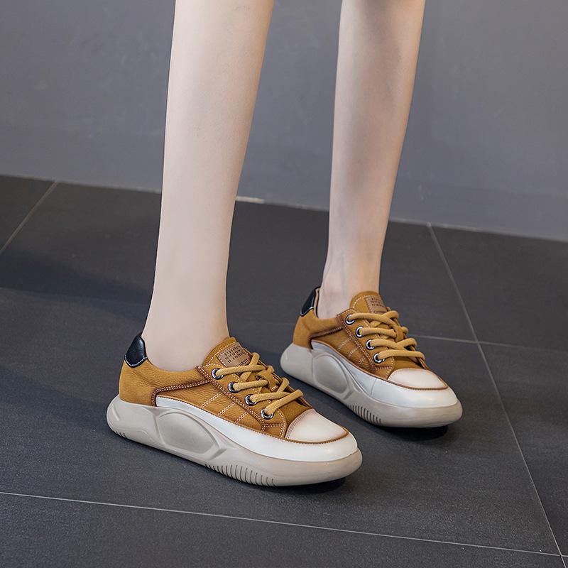 New Retro Shoes Women's Thick-soled Casual Single Shoes Lace-up Nurse Shoes
