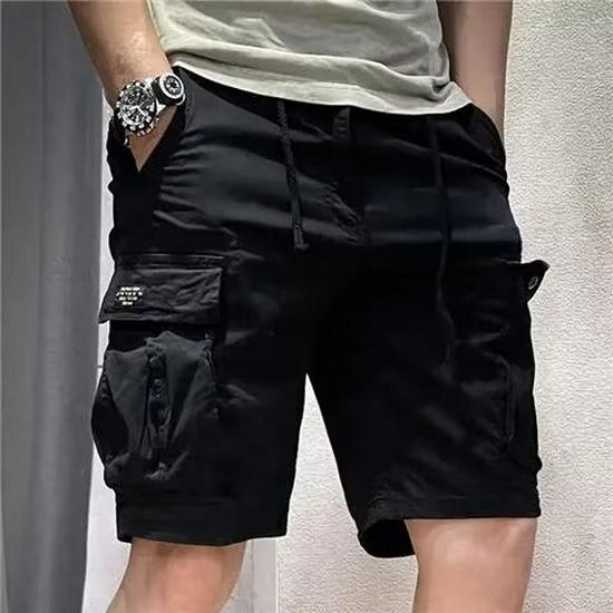 Pánske khaki americké retro viacvreckové šortky cargo - tenká bavlna, letný vrchný odev