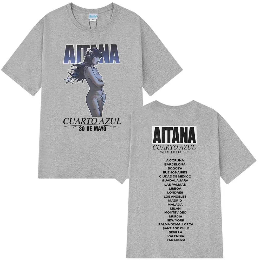 Aitanas Cuarto Azul Album TShirt Unisexs Fashion Short Sleeve Summer Cotton Harajuku Style Crew Neck Loose Tee Fan Gift