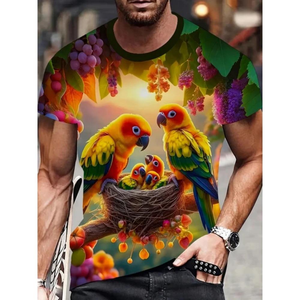 Summer Interesting Animal 3D Printed Men's T-shirt Loose Breathable Large Size Short Sleeved T-shirt