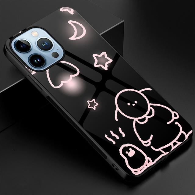 

Забавный чехол с мультяшным медведем для Iphone 14pro Max 13 12 11 Mini Xs Xr X 7 8 6s Plus Se 2022, защитная стеклянная крышка Capinha For iPhone 14Pro Max
