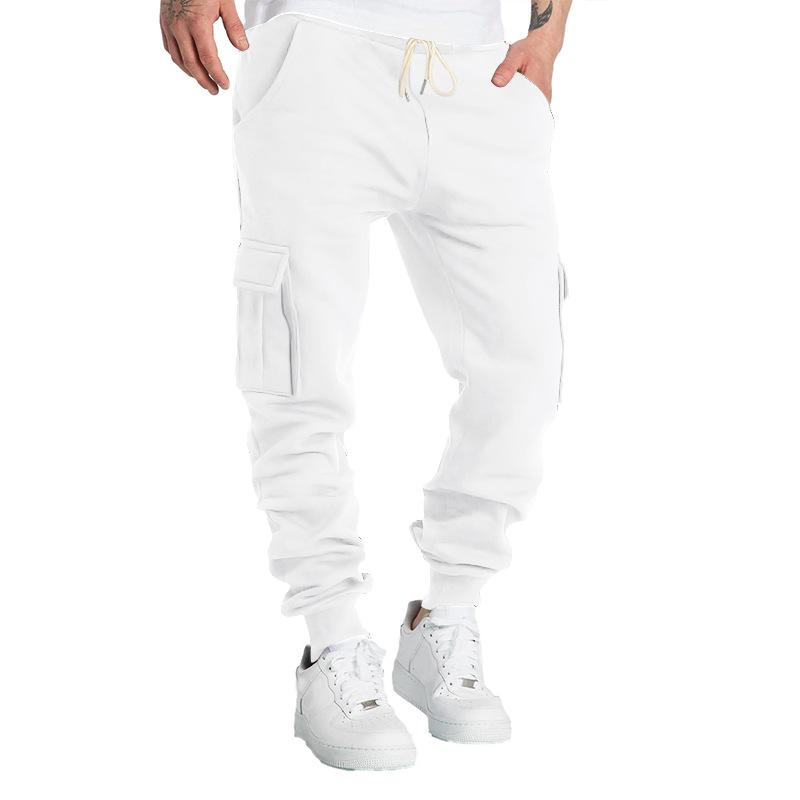 Autumn and winter fleece men's casual overalls men's multi-pocket pants cross-border large-size sports casual trousers