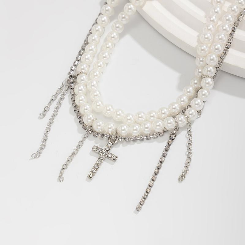 

Pearl Cross Tassel Beaded Pants Ankle Chain For Women Foot Chains Jeans Jewelry Trouser Leg Decorative Clothing Accessories