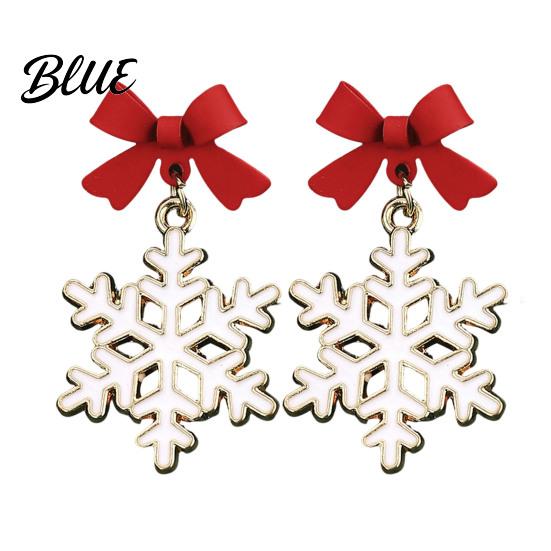 Red Bow Ball Earrings 1 Pair Christmas Deer Snowflake Xmas