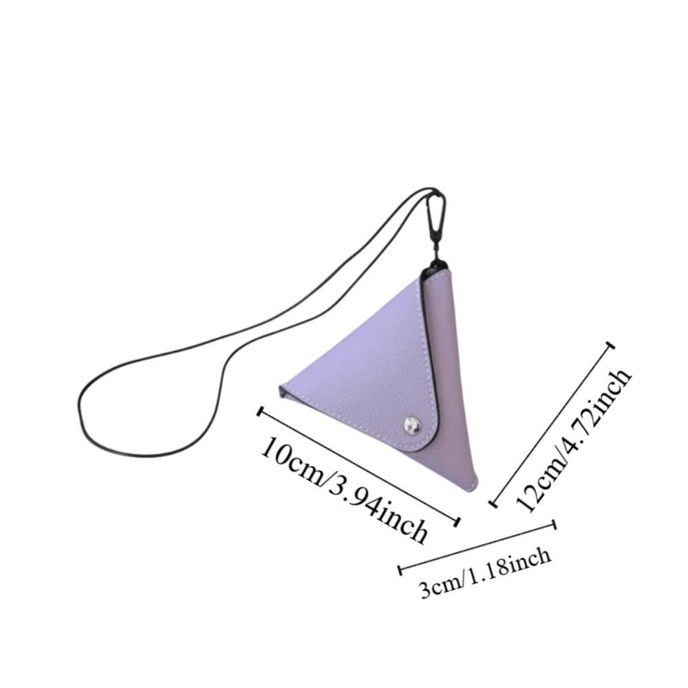 Elegant Folding Triangle Pouch Anti-splash Water Vintage Hanging Neck Coin Purse Mini Leather Detachable Earphone Bag Travel