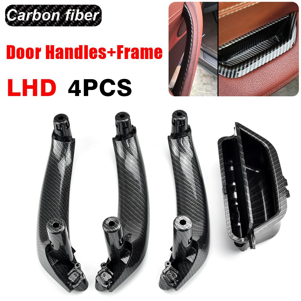 Black Beige Carbon Fiber Color Left Side Door Interior Inner Handle Pull Trim For BMW F25 F26 X3 X4 2011-2017 LH