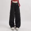 2024 Hong Kong-Style High-Waisted Slim Retro Overalls with Cuffed Design - Loose Fit Straight Pants for Spring and Fall
