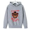 Kids Pullover Hoodie Horror Bear Character Graphic Front Print, Soft Long Sleeve Hooded Sweatshirt for Boys Girls, Casual Autumn Daily Outdoor Top