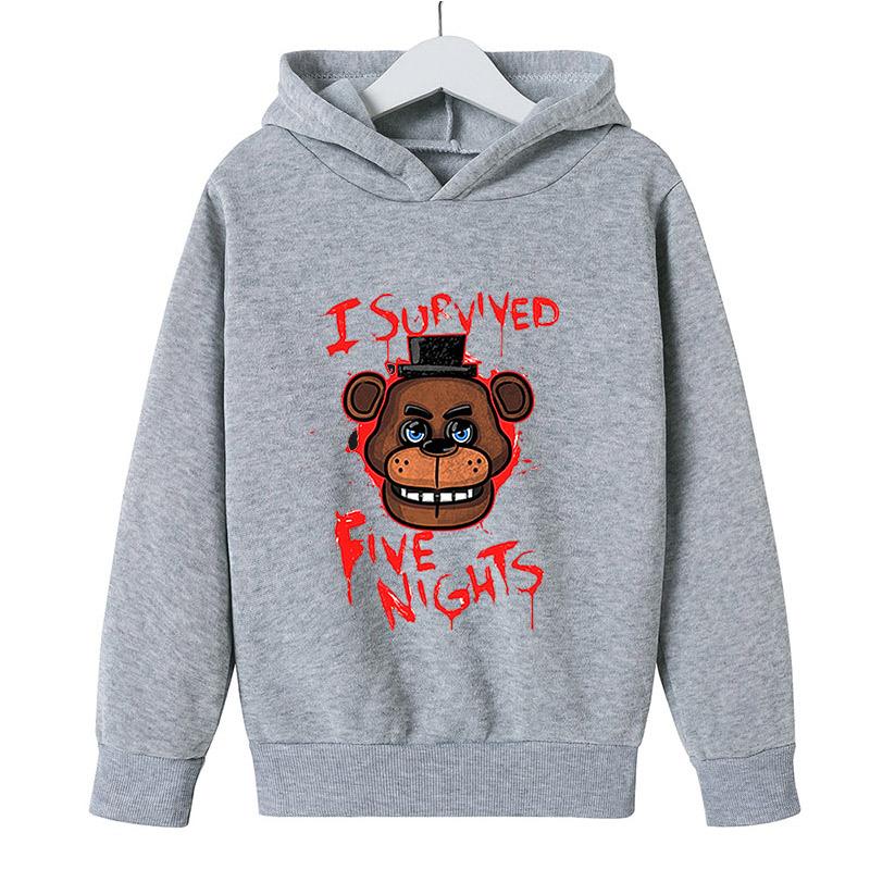 Kids Pullover Hoodie Horror Bear Character Graphic Front Print, Soft Long Sleeve Hooded Sweatshirt for Boys Girls, Casual Autumn Daily Outdoor Top