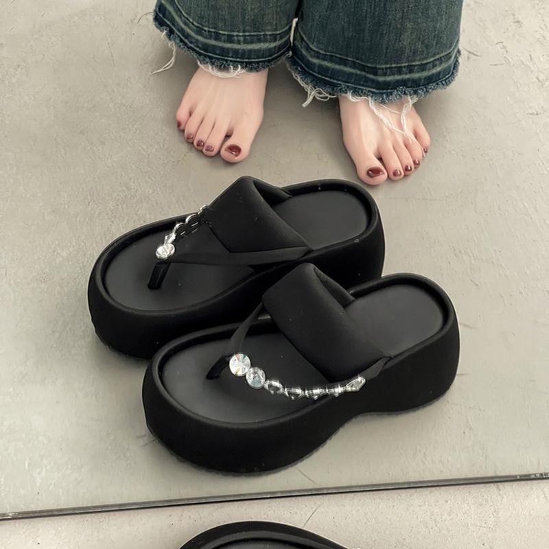 Fashion House Slippers Platform Glitter Slides Female Shoes Summer Clogs Woman Rubber Flip Flops Fashion Soft Jelly 2025 Beach Hawaiian