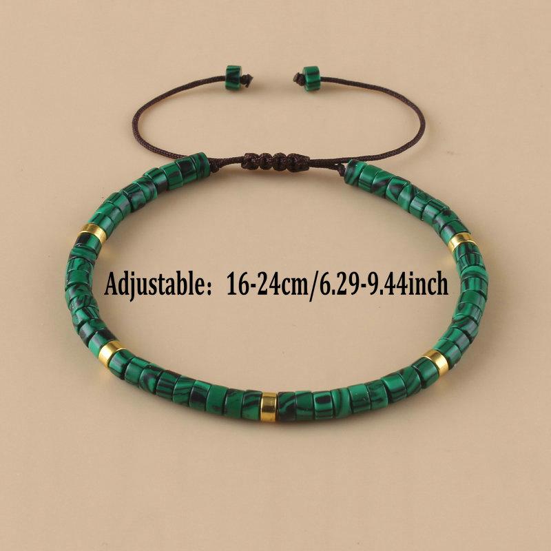 Bohemian natural malachite beads bracelet, handmade adjustable, suitable for daily wear and holiday gifts