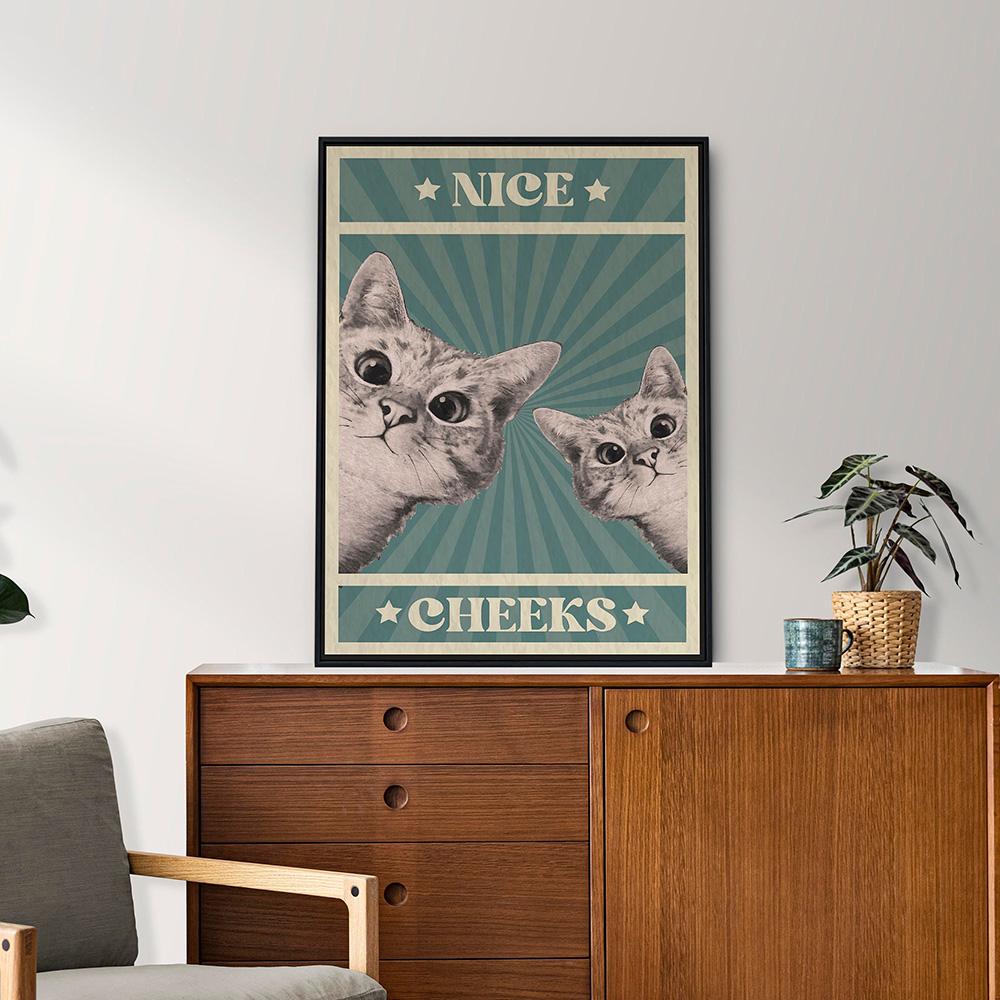 Pooper du Plakat Baderom Morsomt skilt Lerretstrykk Søt katt Fine kinn Sitat Kunst til maling Veggbilde Toalett WC Dekor