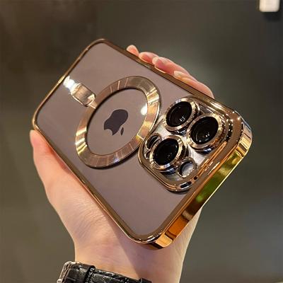 Luxury Magnetic For Magsafe Wireless Charge Plating Clear Case For iPhone 11 12 13 14 15 Pro Max Plus Shockproof Silicone Cover
