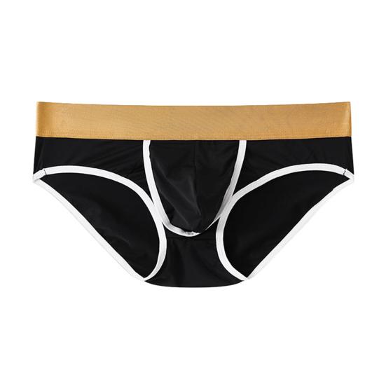 Men Briefs Low-rise Elastic Waistband Side Opening Design U-Convex Panties Breathable Underwear Daily Wear
