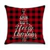 Red and Black Plaid Christmas Pillow Case Linen Print Home Lumbar Support Office Cushion