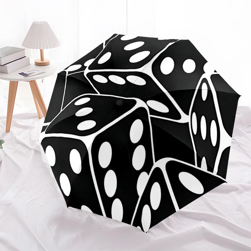1pc Dice Pattern Automatic Open/close Umbrella, 8-Rib Sturdy Structure, Auto Folding/Opening, Portable Travel Umbrella for Women,248