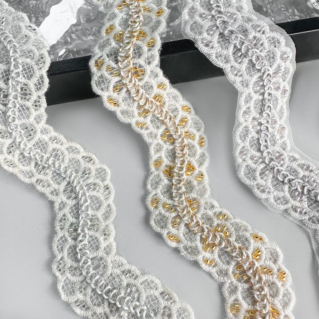 3,5 cm Wellenperlen Stickerei Strang Dekoration Barcode Kleidung Kleid Heim Gepäck Spitze Accessoires