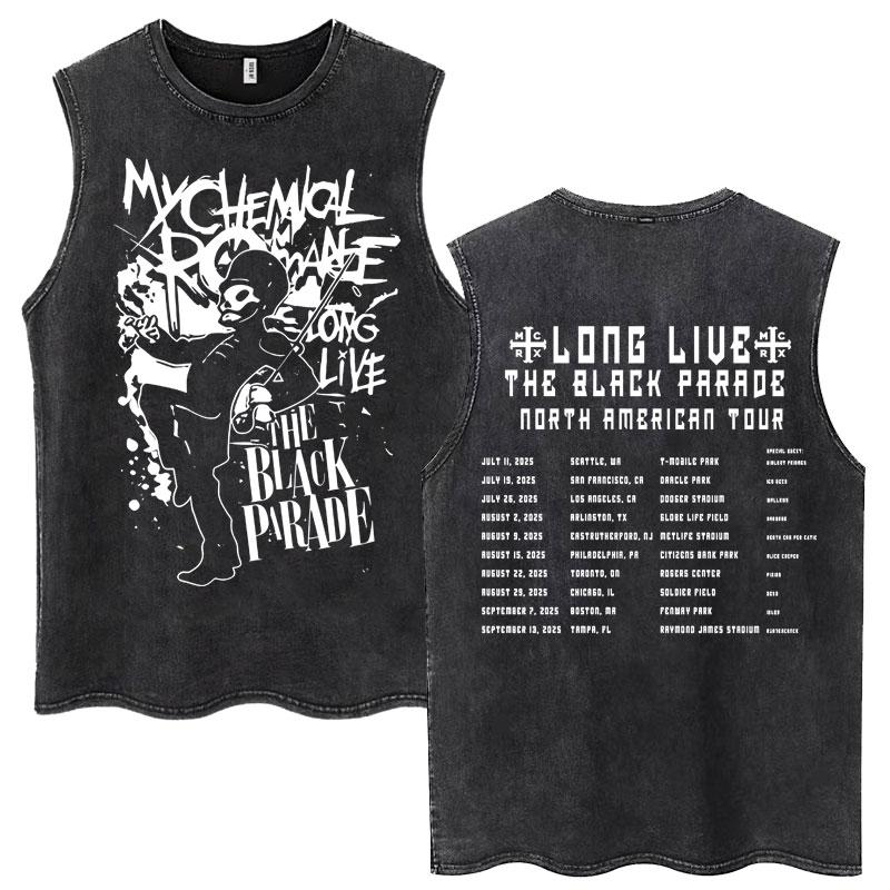 My Chemical Romance Christian Jesus Washed Tanktops Herren Damen Trend Gothic Ärmellos Übergroß Baumwolle T-Shirts