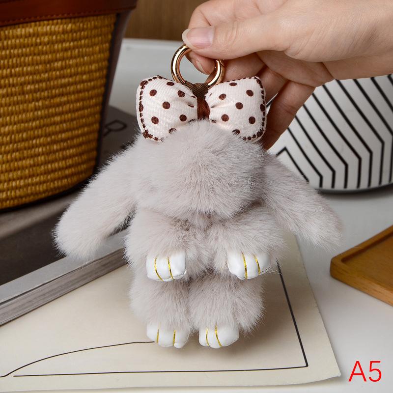 Mini Rabbit Hair Bow Pendant Bag Strap Car Key Chain Cute Bunny Couple Pendant Cute Keychain Key Chains