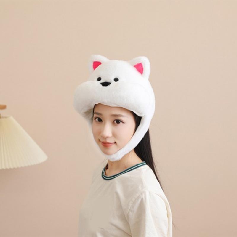 White Terrier Dog Hat Soft Fleece Winter Hat For Cold Weather Easy To Wear Photo Props