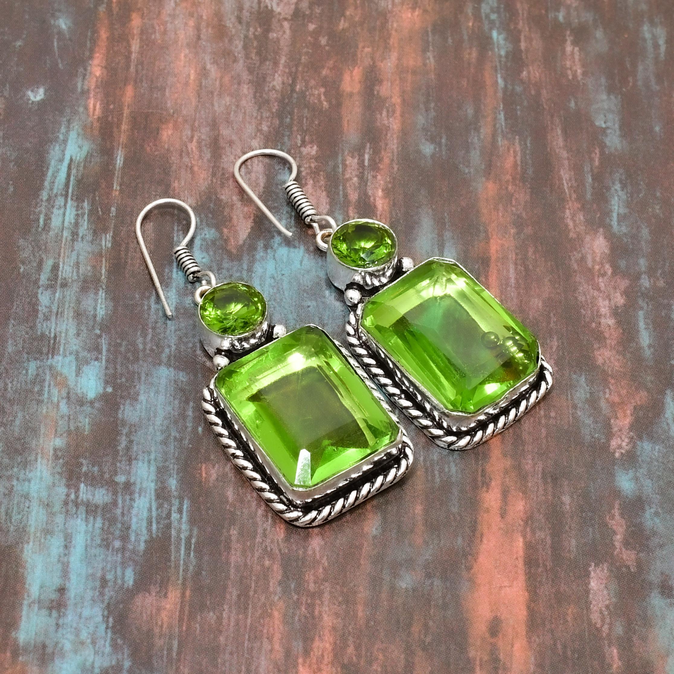 Riyo peridoto grande orecchino 925 gioielli in argento massiccio