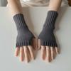 Solid Color Half Finger Mitten Soft Fingerless Gloves New Knitted Gloves  for Work Study