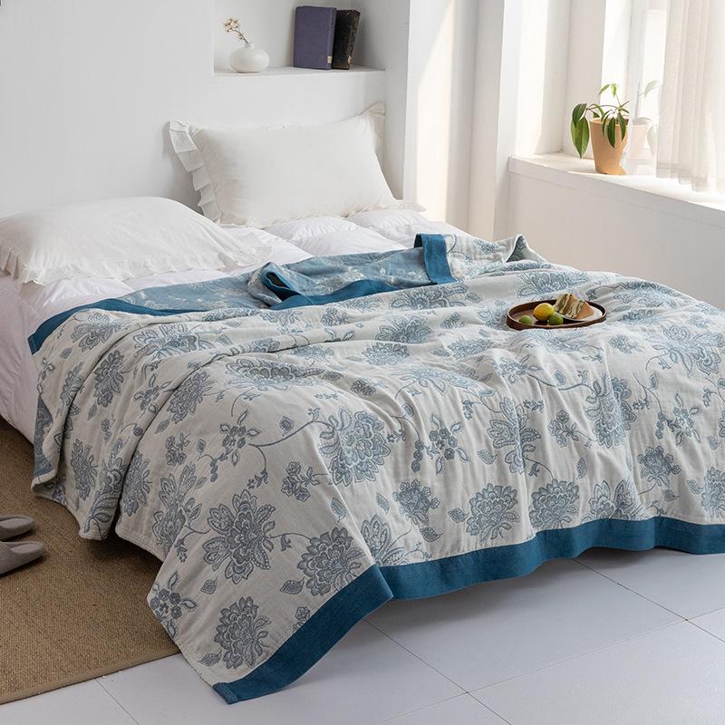 Five-Layer Pure Cotton Gauze Towel Blanket - Lightweight Summer Cover for Adults