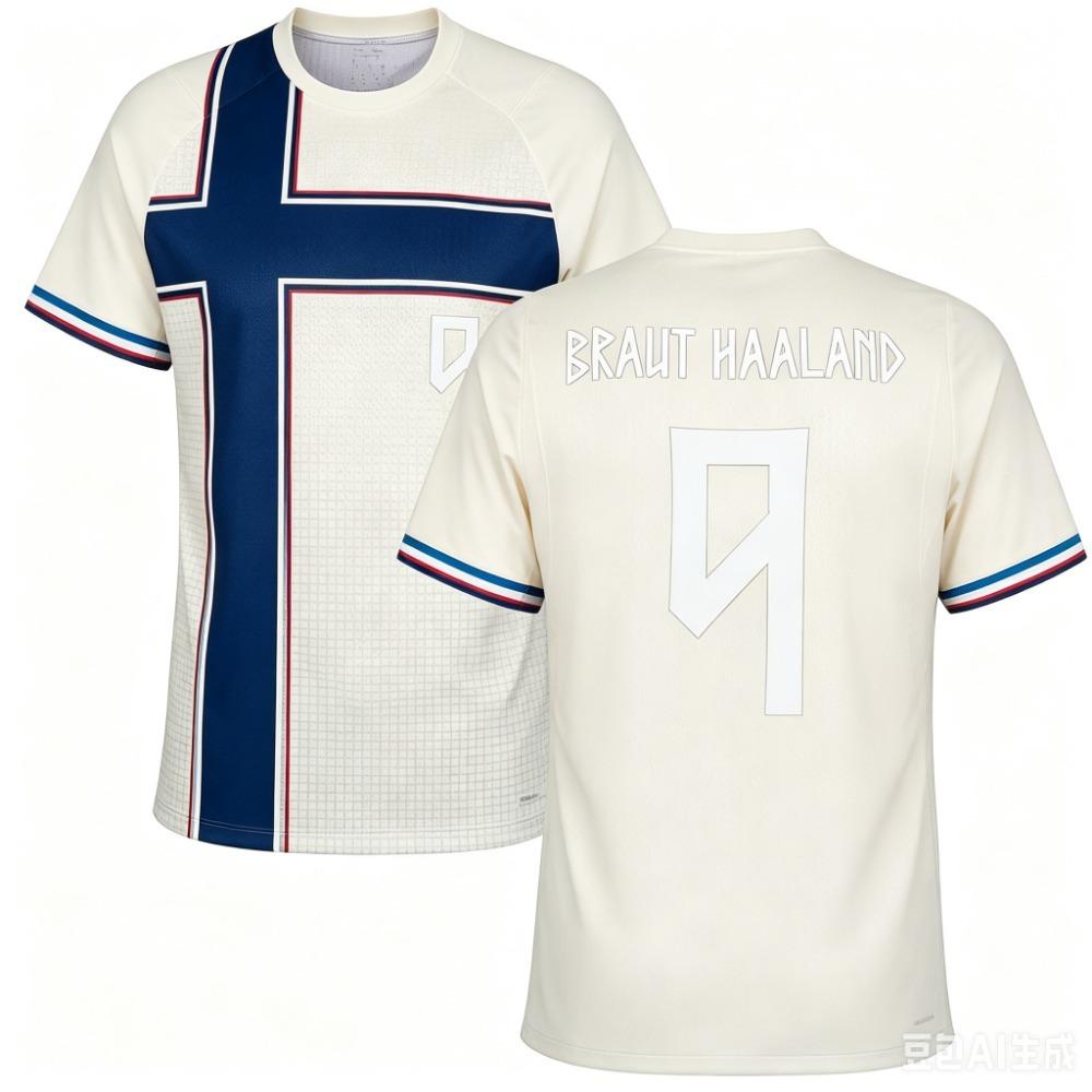 Braut Haaland 9 Norwegen Fußballtrikot Norwegische Flagge Kreuzdruck Beidseitig Atmungsaktiv Schnelltrocknendes Gewebe Rundhalsausschnitt Unisex Kurz