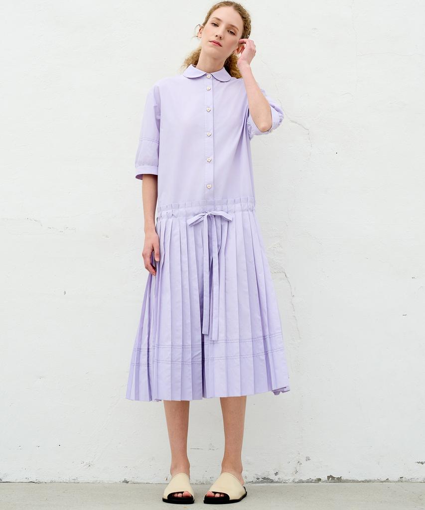 MITTE Stitch Line Pleats Dress_Lavender