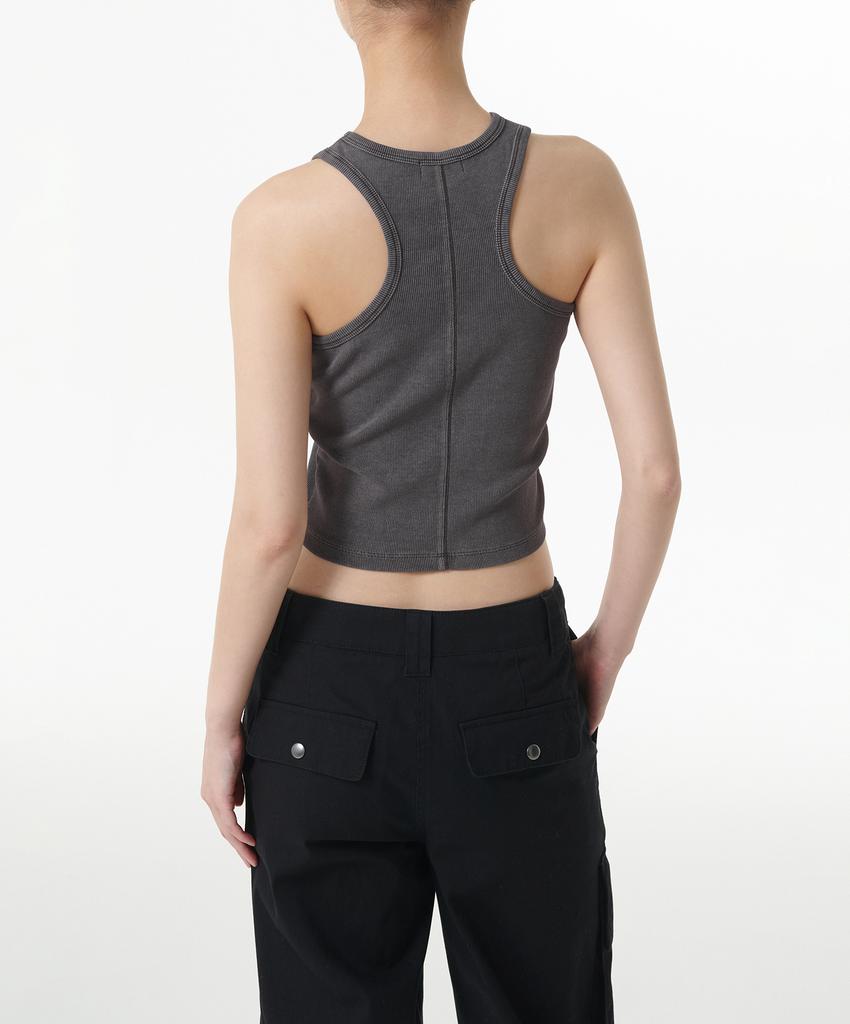 MUSINSA STANDARD WOMAN Women'S Ribbed Pigment Racer Back Tank Top [Dark Grey]