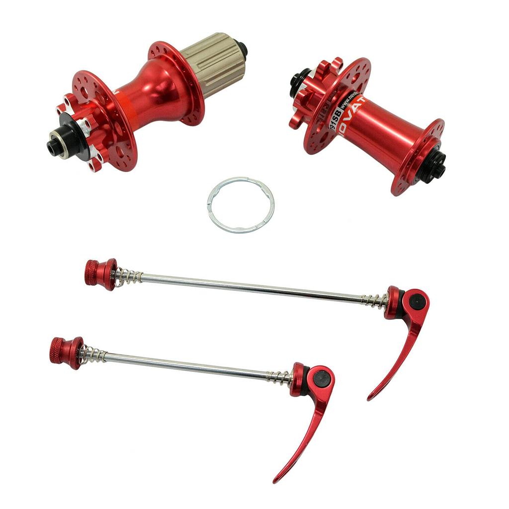 NOVATEC D791SB D792SB MTB 32 Hole Disc Hubs NA2354 + w/Skewers,1 Pair, Red,