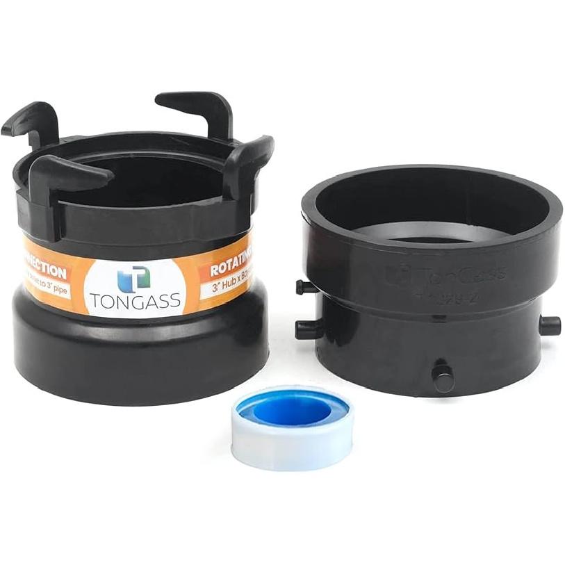 

TonGass (Combo Pack) RV Sewer Hose Fitting Adapter To PVC, RV Sewer Connection & Termination Adapter - 3 Hub X Bayonet Hooks With Thread Seal Tape 1