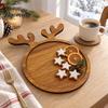 Solid Wood Appetizer Platter Christmas Tree And Elk Serving Tray, Durable Partitioned Wooden for Guests Food Platter, Decorative Dinnerware