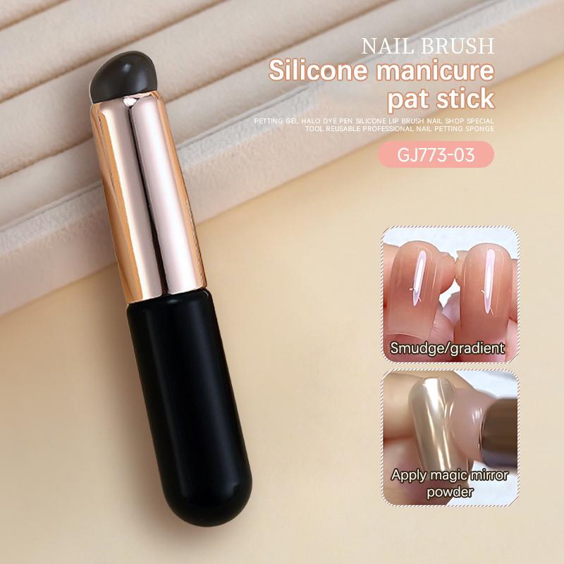 Silikonový štětec na nehty Opakovaně použitelný aplikátor Tyčinka Chromový pigmentový prach nanášení přechodového stínovacího pera Easy-Daub Powder Nail Art Tool