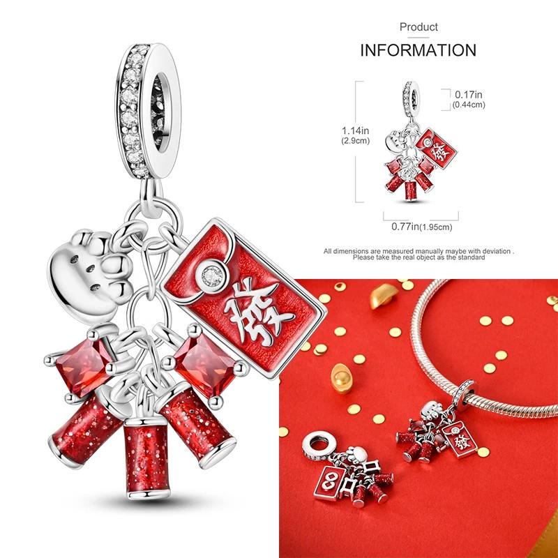 Copper Luck Getting Rich Blessing Pendant Chinese Elements Charms Beaded Fit Original Bracelet Jewelry Women Diy