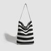 Black and White Striped Bucket Bag Women's Large-capacity Large Bag Leisure Vacation Beach Bag Versatile Portable Shoulder Tote Bag