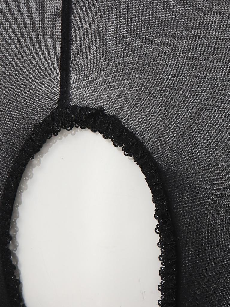 Dámské Bezešvé Průhledné Body s Výřezy Bez Zapínání v Rozkroku Jednobarevné Pružné Spodní Prádlo Kočičí Oblek