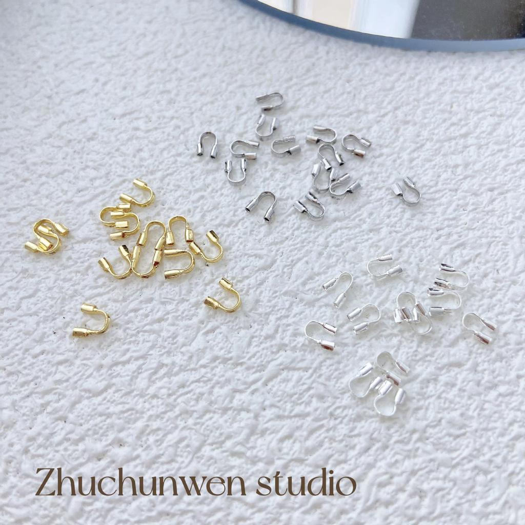 18k Gold-Filled U-Shaped Horseshoe Buckle End Caps for Steel Wire Beading, Handmade DIY Jewelry Accessories