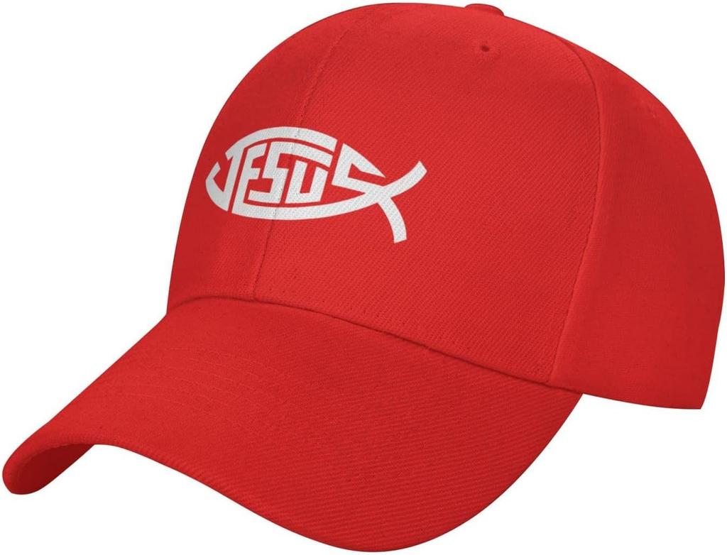 Jesus Fish Icthys Christian Print Baseball Cap Casual Adult Unisex Cotton Adjustable Sports Hat
