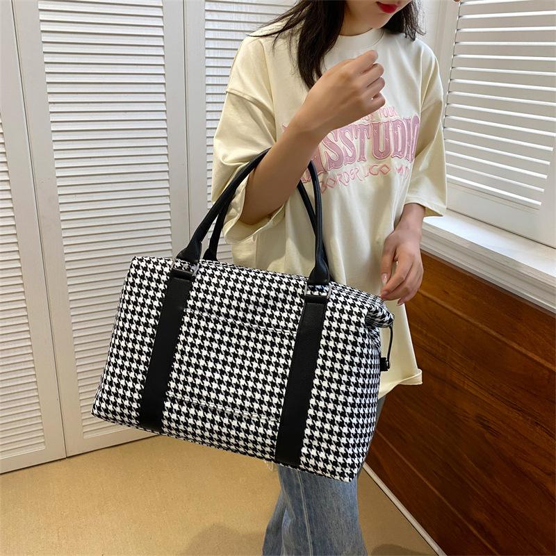 New large-capacity canvas fitness bag can be set with tie rod lightweight travel bag short trip handbag