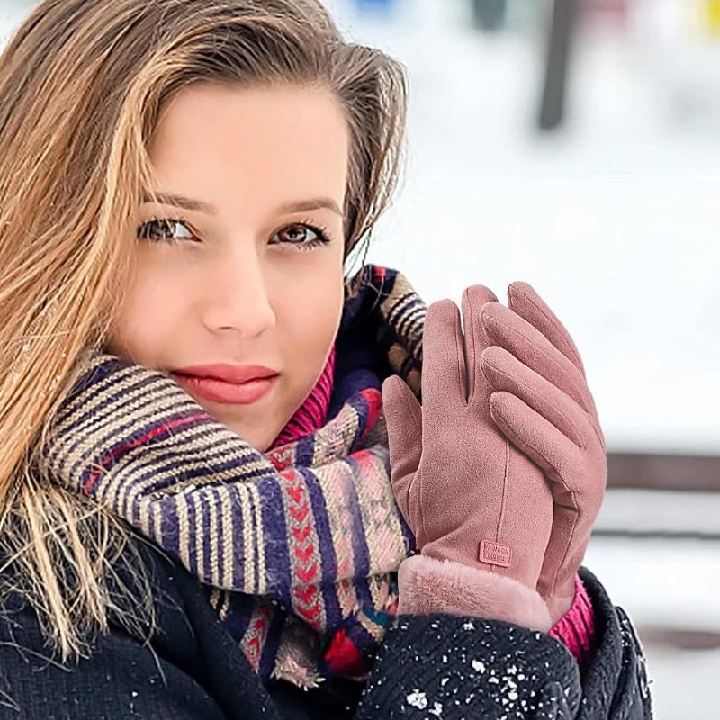 New Fashion Winter Warm Gloves Autumn Women Cute Furry Thermal Lined Mitts Full Finger Female Mittens Outdoor Sports Gloves