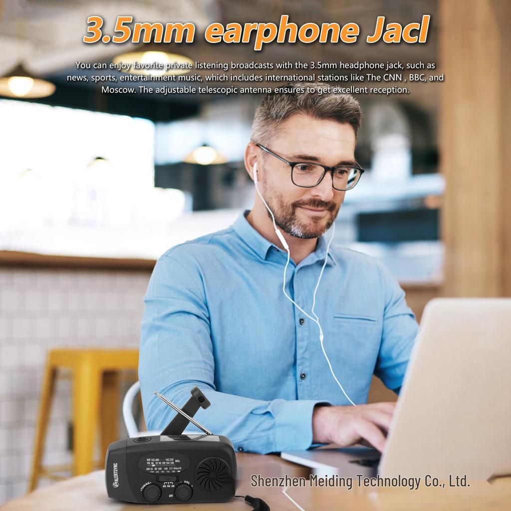 2025 Hand-Crank Solar Emergency Radio with NOAA Alerts