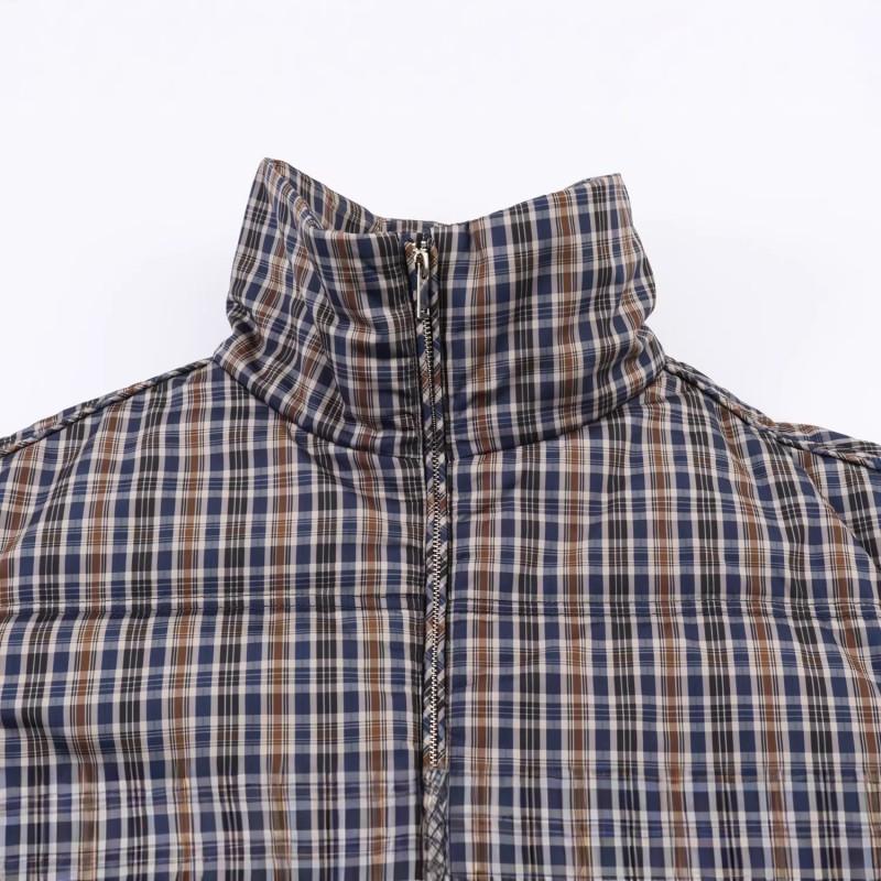 Womens Oversized Plaid Cotton Puffer Jacket With Stand Collar Zip Front 2026 Winter Casual Streetwear