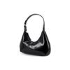 By Far Bernsteinfarben Unifarben Vintage High-End Reißverschluss Leder Achseltasche Halbmond Hobo Handtasche Damenhandtaschen Schwarz 20PFBASBLWSMA