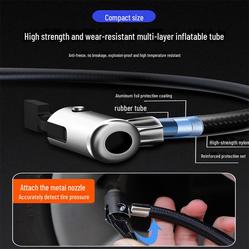 Bærbar høyeffekt billuftpumpe for biler, multifunksjonell med trådløs elektrisk sylinder for små dekk.